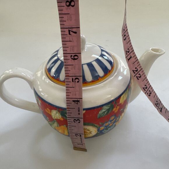 Vintage Vista Alegre Portugal Fruit Porcelain Teapot Fall Harvest Pumpkins - Picture 8 of 12